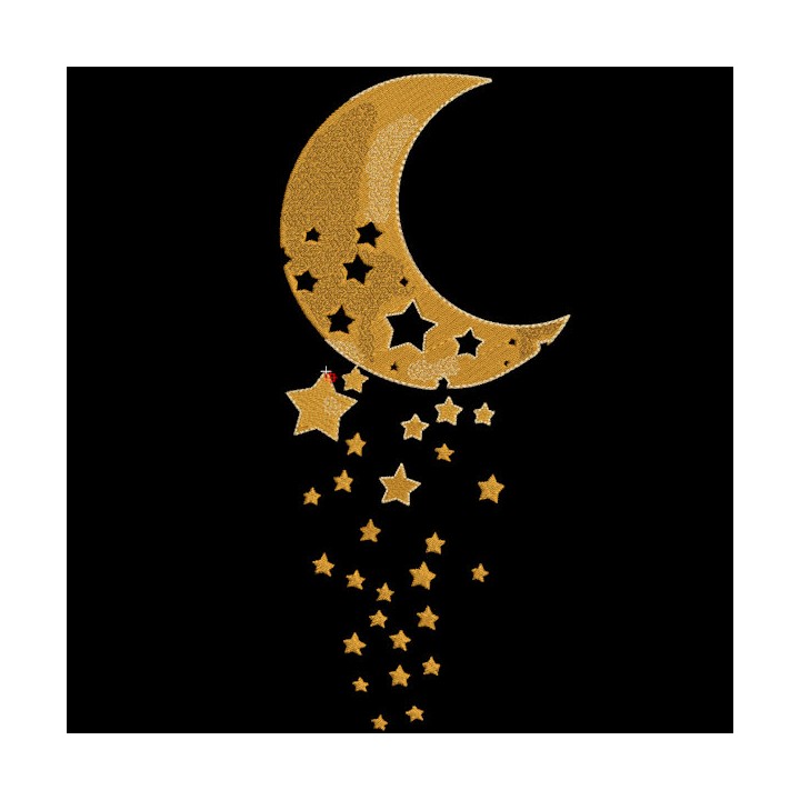 Gold Stars and crescent moon embroidery design - Embroidery Design