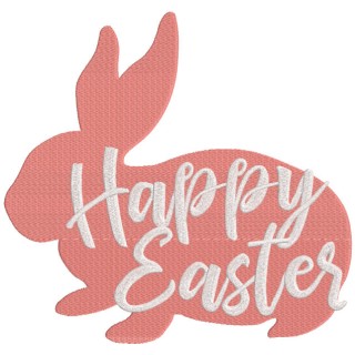 Happy Easter pink bunny embroidery design - Embroidery Design