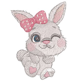 Dancing baby bunny embroidery design - Embroidery Design