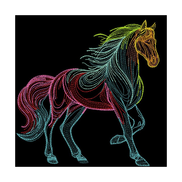 Rainbow horse sketch embroidery design - Embroidery Design