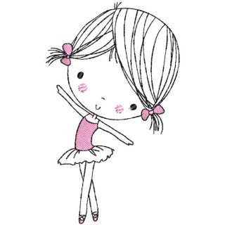 Ballerina young dancer embroidery design - Embroidery Design
