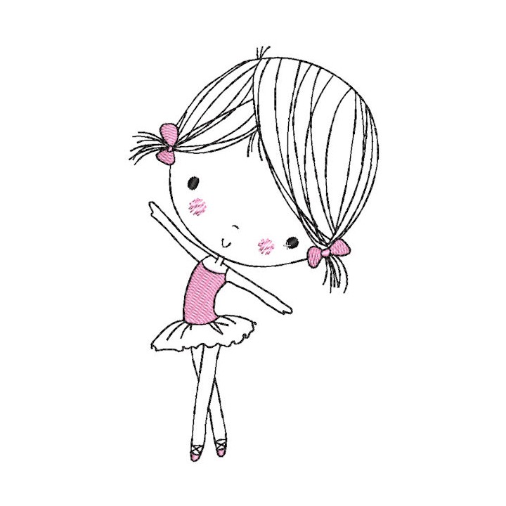 Ballerina young dancer embroidery design - Embroidery Design