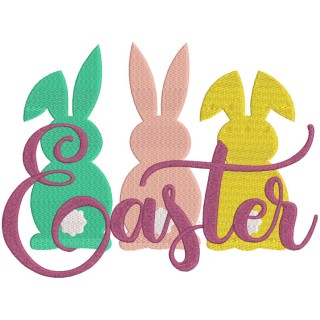 Trio Easter bunny embroidery design - Embroidery Design