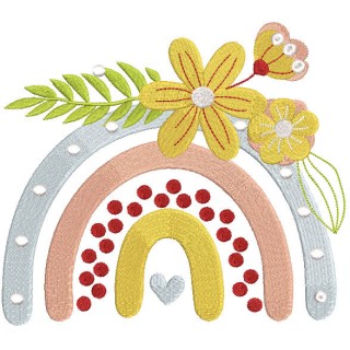 Summer flower rainbow embroidery design - Embroidery Design