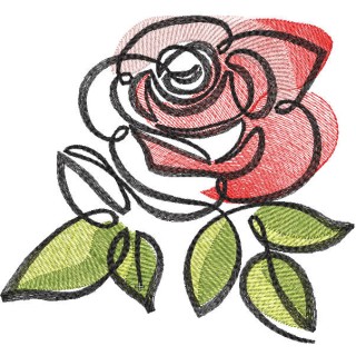 Rose colored sketch embroidery design - Embroidery Design
