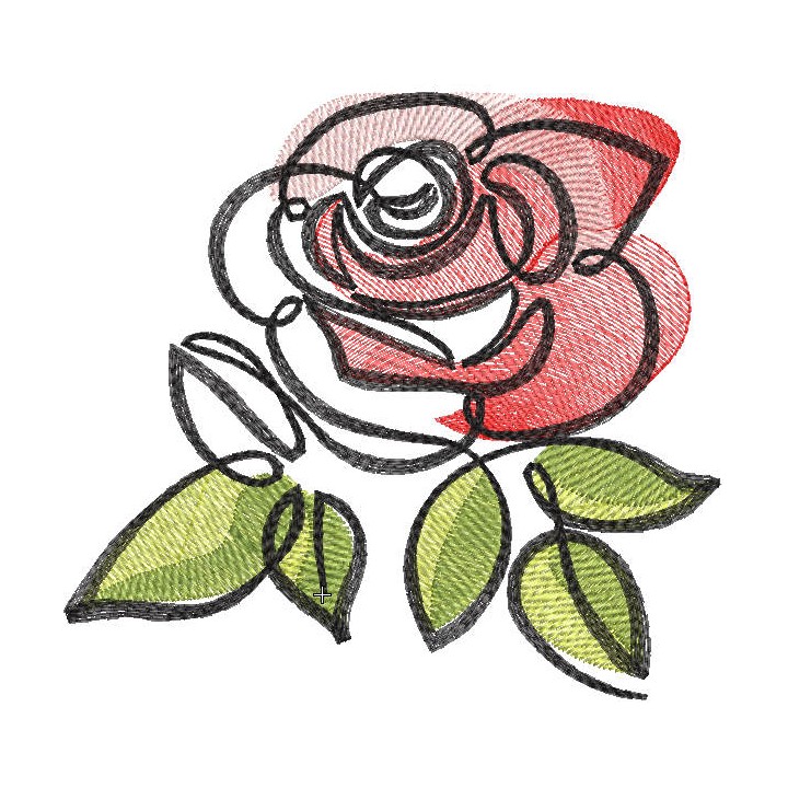 Rose colored sketch embroidery design - Embroidery Design