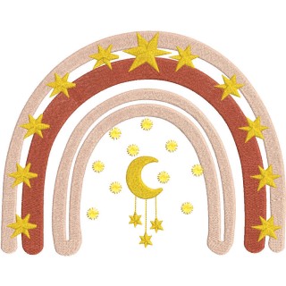 Crescent and star rainbow embroidery design - Embroidery Design