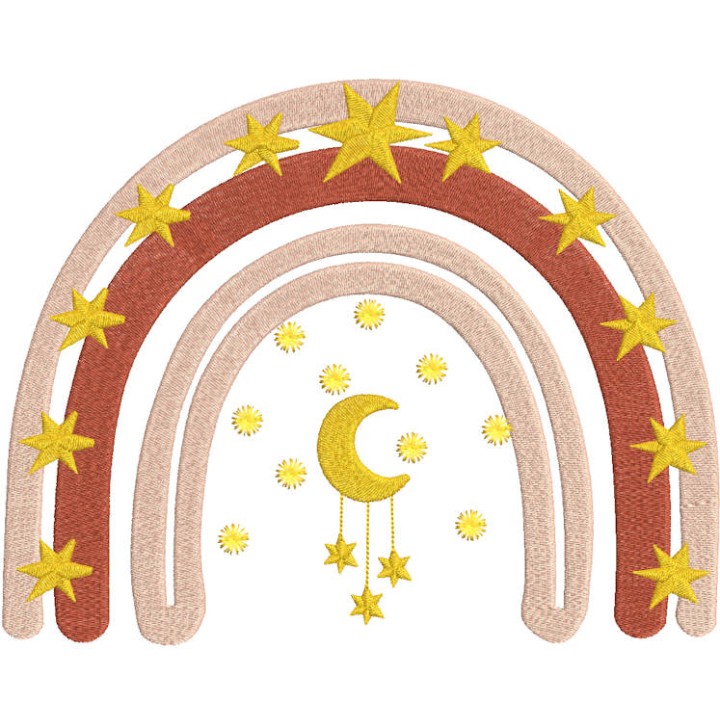 Crescent and star rainbow embroidery design - Embroidery Design