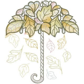 Umbrella from autumn leaves embroidery design - Embroidery Design
