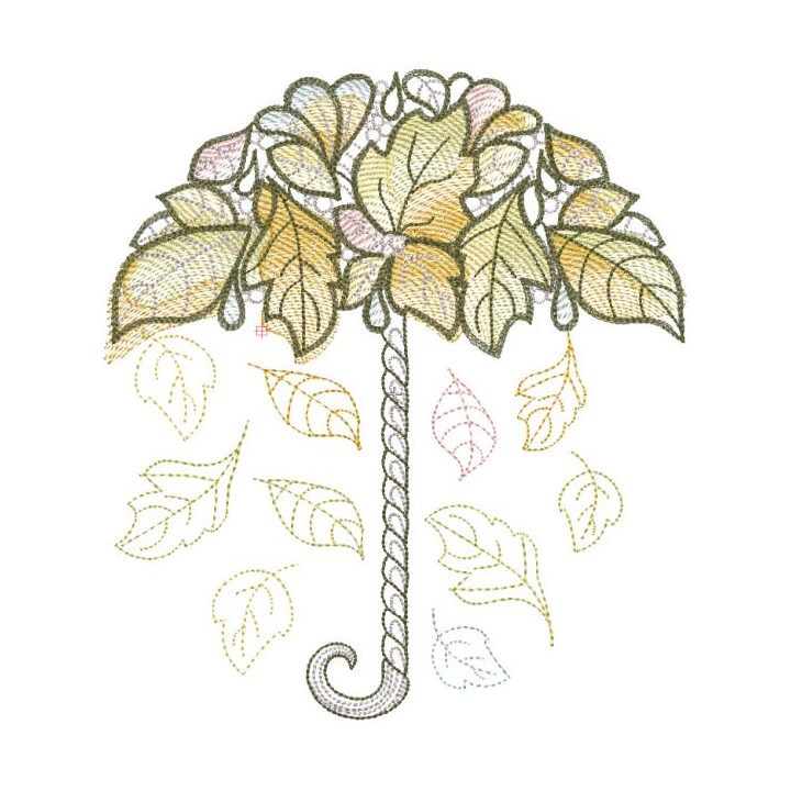 Umbrella from autumn leaves embroidery design - Embroidery Design