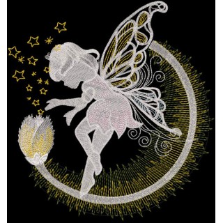 Fairy with magical fire flower embroidery design - Embroidery Design