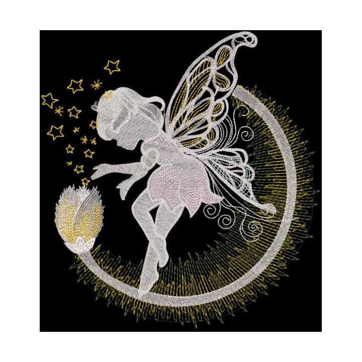 Fairy with magical fire flower embroidery design - Embroidery Design