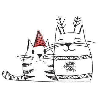 Pretty Christmas cats embroidery design - Embroidery Design