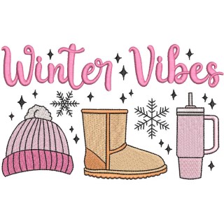 Winter vibes embroidery design - Embroidery Design
