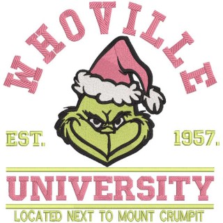 Grinch Whoville University embroidery design - Embroidery Design