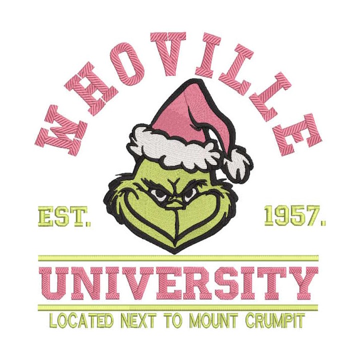Grinch Whoville University embroidery design - Embroidery Design