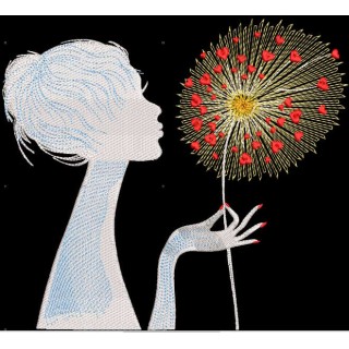 Love dandelion in her hands embroidery design - Embroidery Design