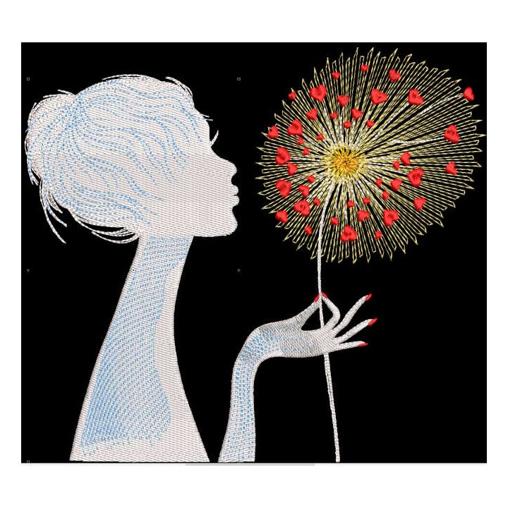 Love dandelion in her hands embroidery design - Embroidery Design