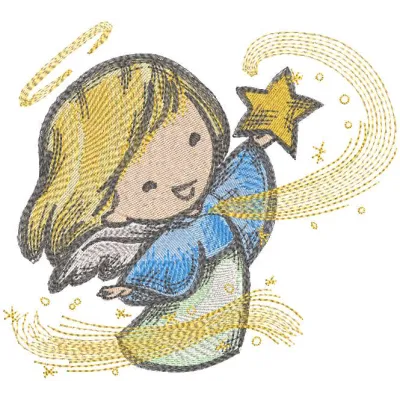 Strictly Come Dancing Angel embroidery design preview showcasing intricate details and vibrant colors.