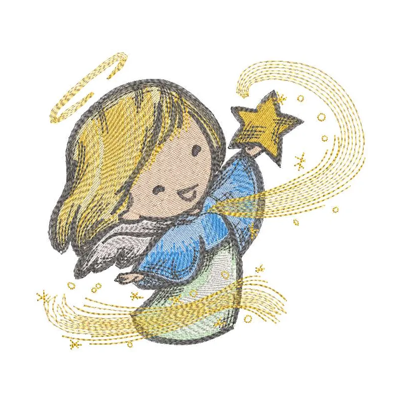 Strictly Come Dancing Angel embroidery design preview showcasing intricate details and vibrant colors.