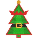 Christmas tree elf style embroidery design preview. Filename: christmas tree elf style embroidery design.