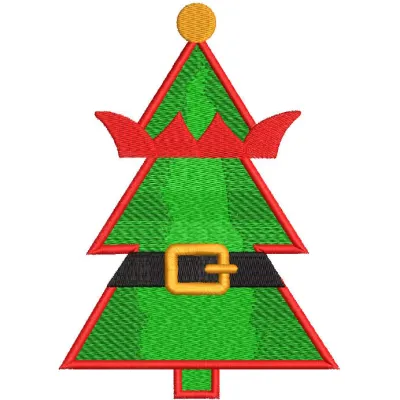 Christmas tree elf style embroidery design preview. Filename: christmas tree elf style embroidery design.