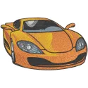 Preview of modern sport car embroidery design. Digital file for machine stitching, showcasing detailed artwork.