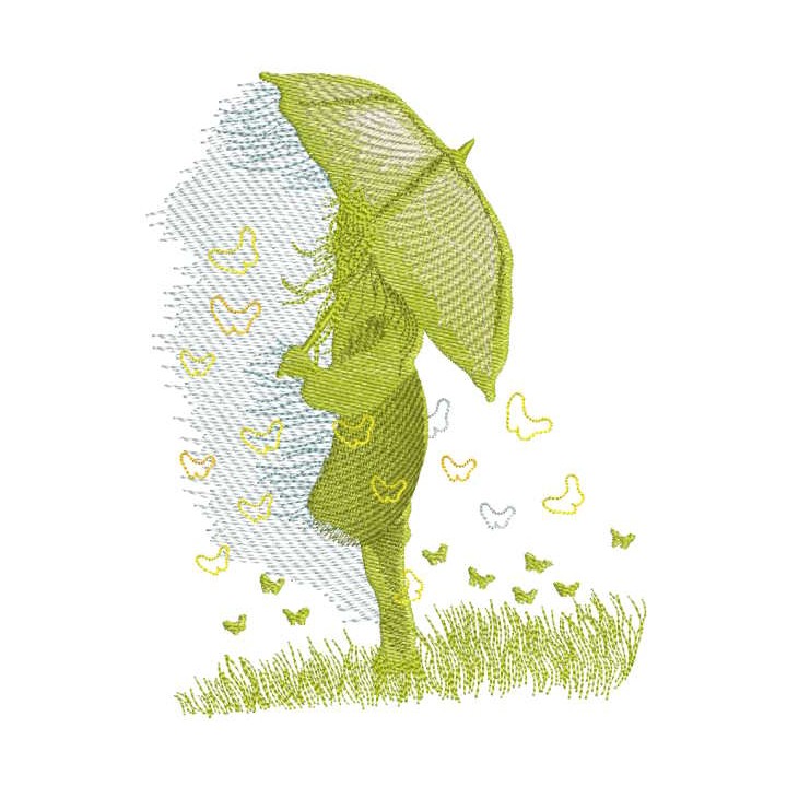 Summer rain embroidery design - Embroidery Design