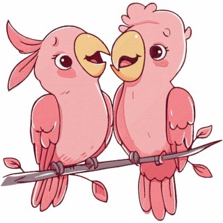 Two pink parrots embroidery design - Embroidery Design