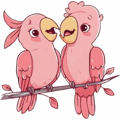 Two pink parrots embroidery design preview showcasing vibrant colors and detailed stitching.