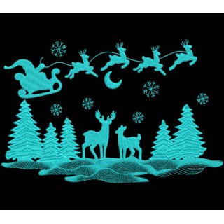 Christmas reindeer sleigh embroidery design - Embroidery Design