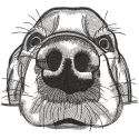 Beagle big muzzle greyscale embroidery design preview. Filename: beagle big muzzle greyscale embroidery design.