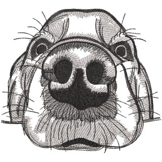 Beagle big muzzle greyscale embroidery design - Embroidery Design