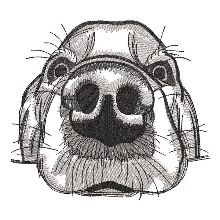 Beagle big muzzle greyscale embroidery design - Embroidery Design