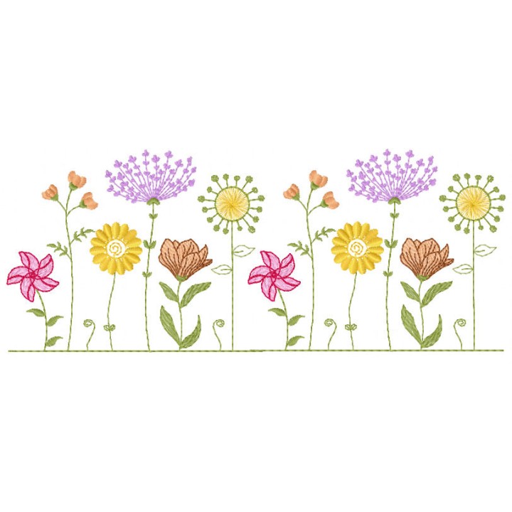Floral border embroidery design - Embroidery Design