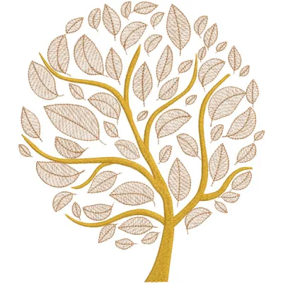 Golden money tree embroidery design preview showcasing vibrant colors and detailed stitching for summer projects.