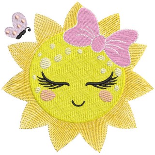 Sun and butterfly embroidery design - Embroidery Design
