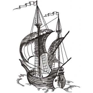 Caravel sketch embroidery design - Embroidery Design