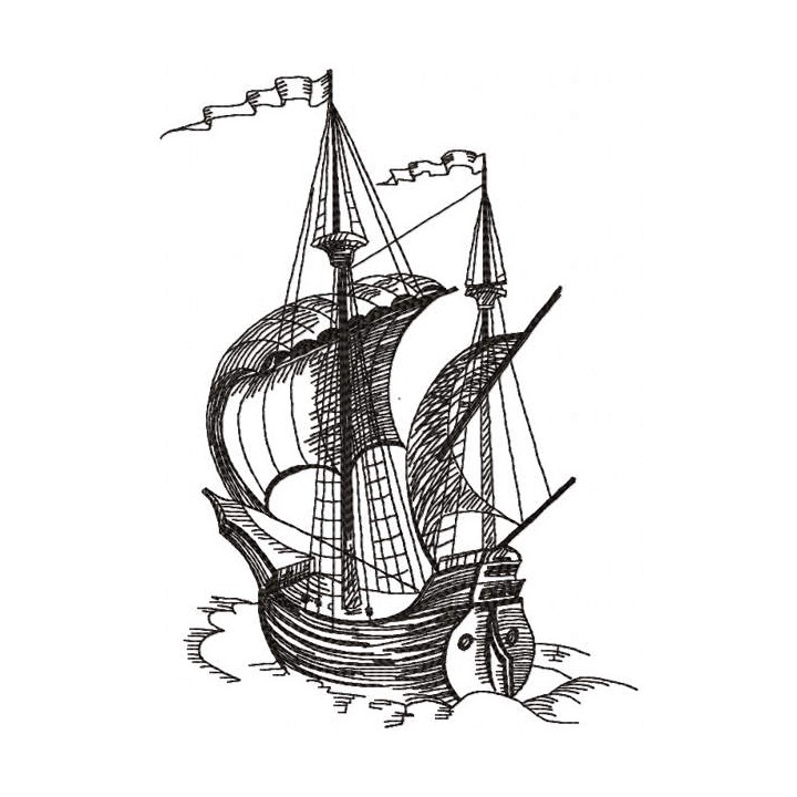 Caravel sketch embroidery design - Embroidery Design