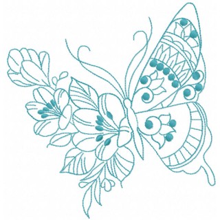 One colored blue butterfly embroidery design - Embroidery Design