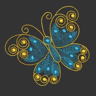 Patterned butterfly embroidery design - Embroidery Design