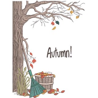 Autumn cleaning in the yard embroidery design - Embroidery Design