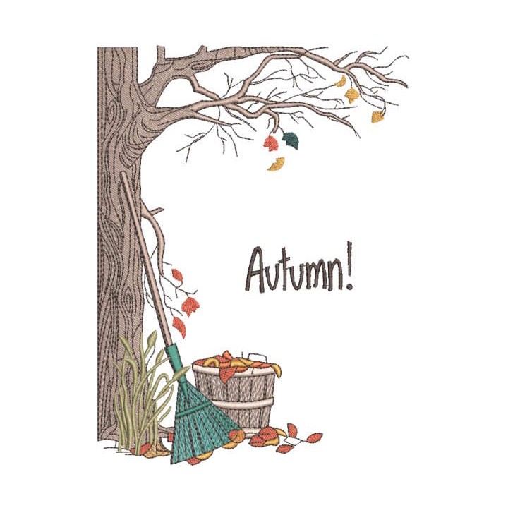 Autumn cleaning in the yard embroidery design - Embroidery Design
