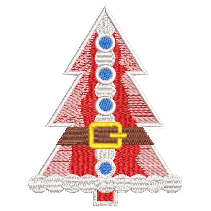 Christmas tree santa claus style embroidery design - Embroidery Design