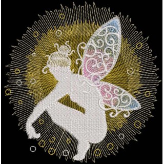 Sitting Fairy thinking embroidery design - Embroidery Design