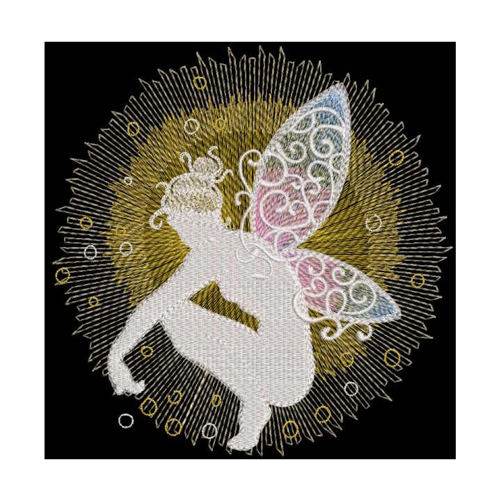 Sitting Fairy thinking embroidery design - Embroidery Design