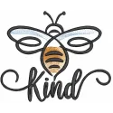 Bee kind embroidery design preview showcasing vibrant colors and detailed stitching for your next project.