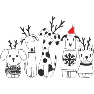 Christmas Reindeer Dogs embroidery design - Embroidery Design