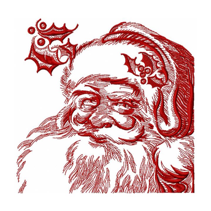 Santa Claus Christmas sketch embroidery design - Embroidery Design