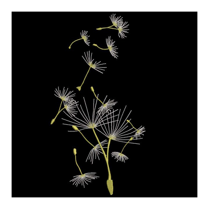 Dandelion seeds blown embroidery design - Embroidery Design